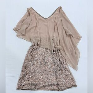 J Kara Chiffon and Sequin Dusty Pink Cocktail Dress